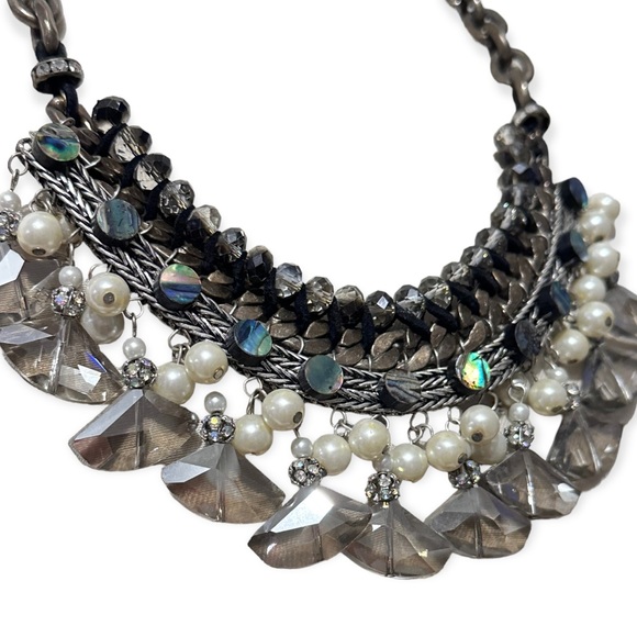 ZARA Mixed Media Multi Stone and Chain Statement Necklace - Picture 2 of 6